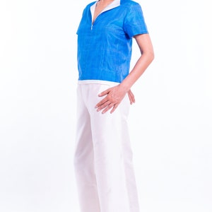 AMELIA blue silk top 100% natural fine silk image 2