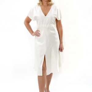 CAROLE robe 100% soie fine naturelle blanc image 5