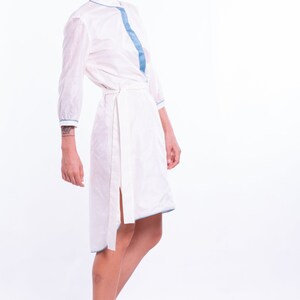 ALEXIA silk dress white & blue 100% natural chiffon silk image 3