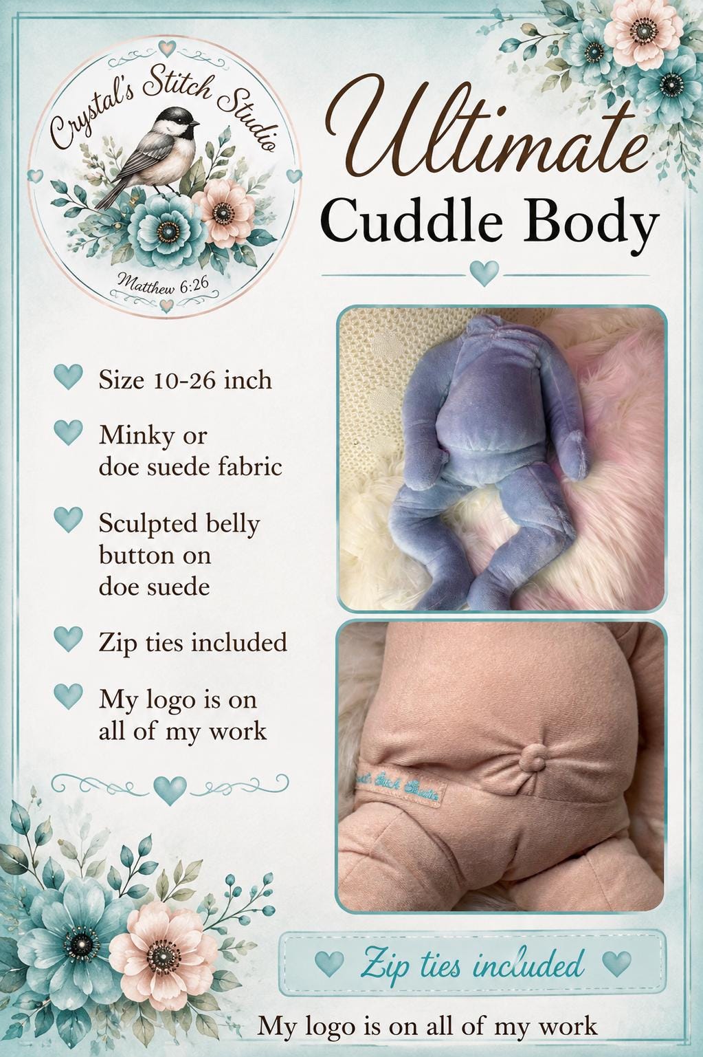 Reborn doll 14 Ultradünne Kabelbinder 2,5 mm Metallzahn Stoffkörper zip 50er Pack