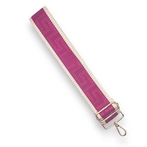 Purse/Guitar Strap - Beige with Fuschia Stripe