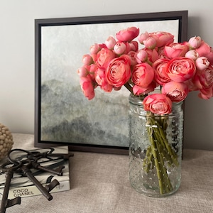 Coral Ranunculus Bundle, Faux Floral Stems, Spring Decor