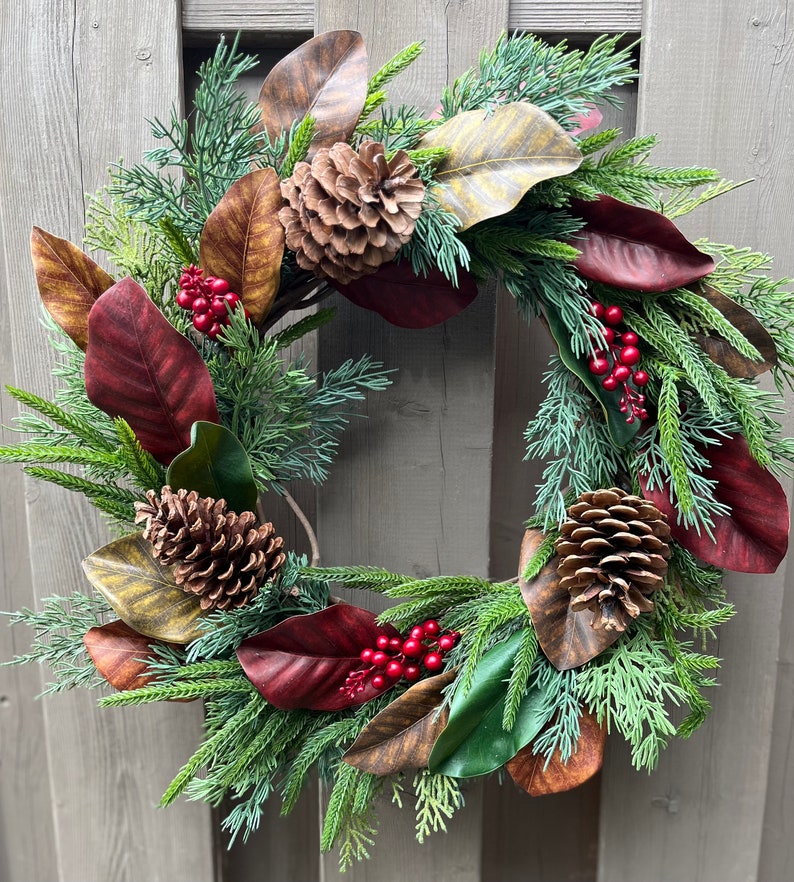 Hearth & Hand with Magnolia 18” Wreath Christmas Burlap Pinecone main image 1