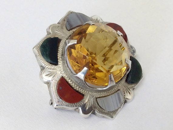 Traditional Antique Sterling Silver Citrine Glass… - image 2