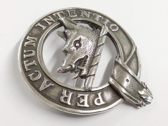 Heavy Antique Solid Sterling Silver Urquhart Clan… - image 2