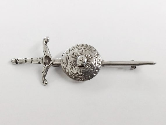 Antique Iona Design Sterling Silver Sword & Shiel… - image 2