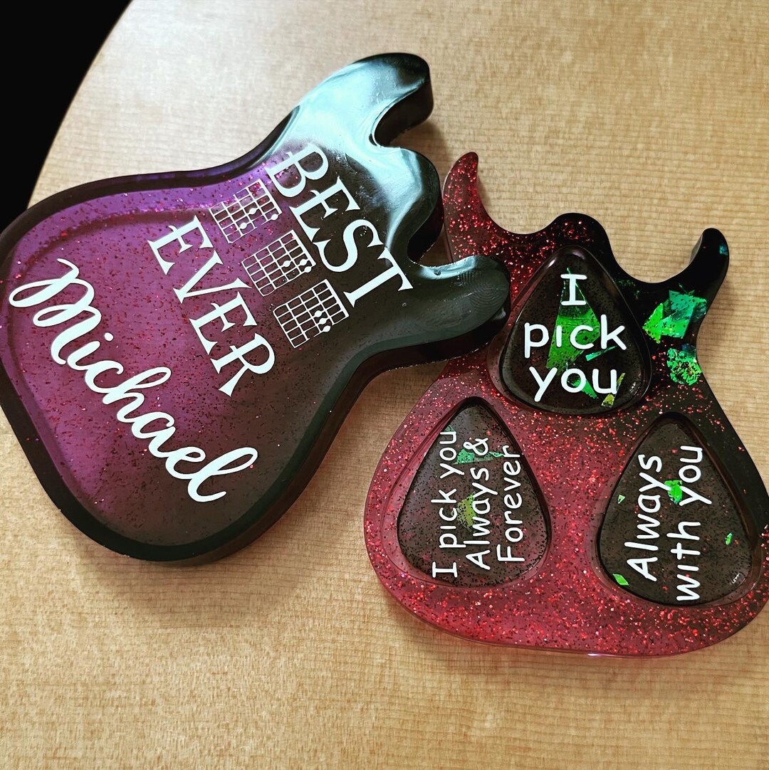 Personalized Custom Epoxy Guitar Picks With Holder Etsy