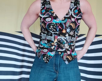Nicole Miller 90's Silk New Orleans Print Vest - Etsy