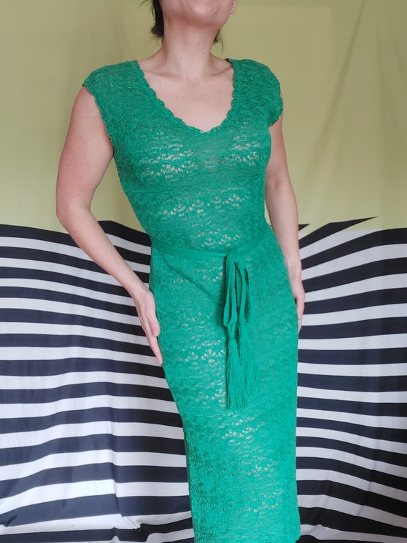 60's Seafoam Green Knit Dress with Belt