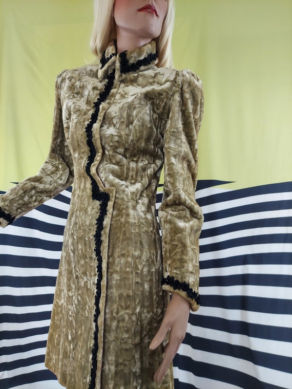 70's Young Edwardian Crushed Velvet Mini Dress Co… - image 2