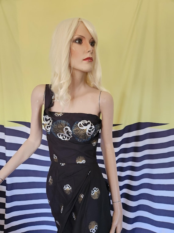 50's Alfred Shaheen Painted Cotton Sarong Dress - image 4