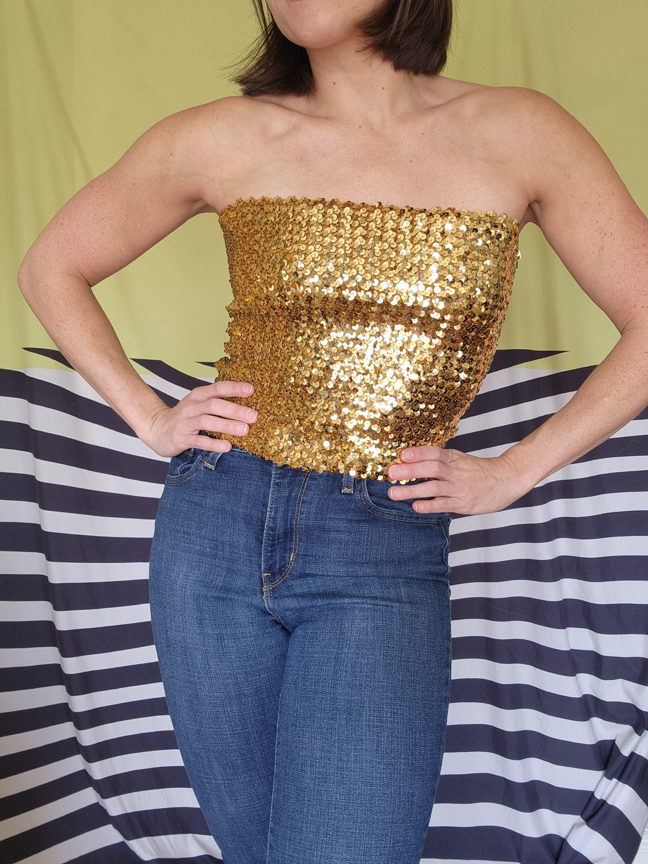 Gold Sequin Disco Tube Top - Etsy