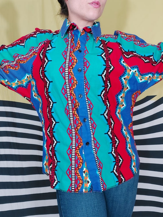 90's H Bar C Dude Ranch Button Up - image 3