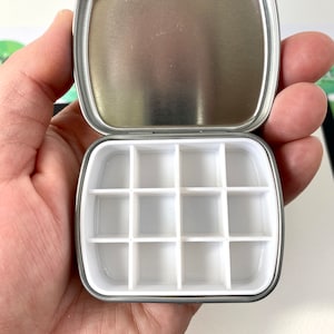 12 Wells: Watercolor Palette Mini Pocket Sized Tin With Removable Magnetic 3D Printed Insert For Watercolor Paints, DIY Travel Palette