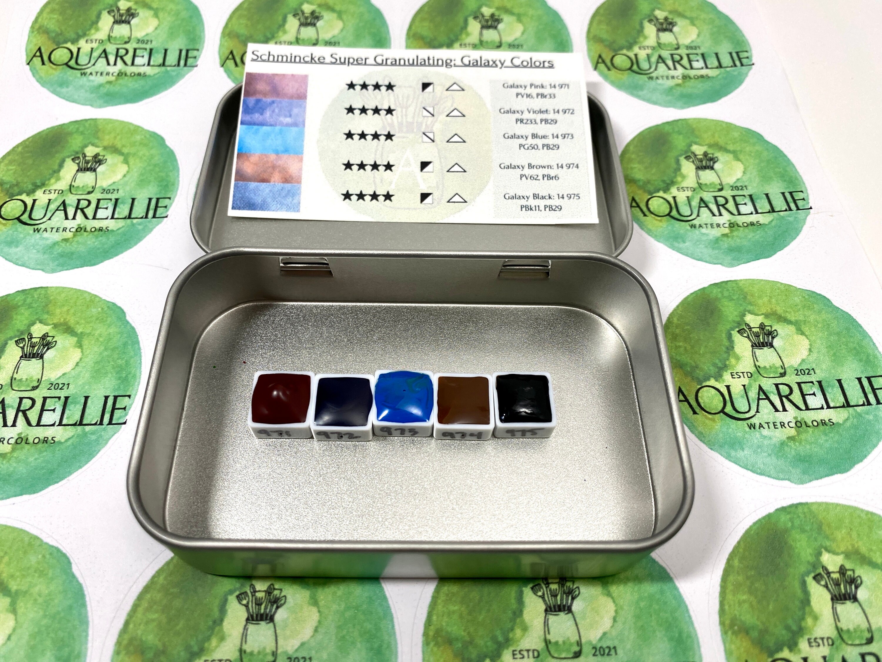 12 Mixing Colors M Graham Set, Mini Pocket Sized Travel Watercolor Palette,  Perfect Tin With Removable Magnetic Insert, Best Artist Gift 