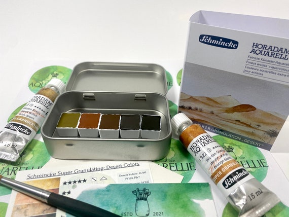 DESERT Schmincke Horadam Super Granulating Watercolor Paints, Sample Set in  Metal Tin With Magnets, Limited Edition Colors, Artist Gift 