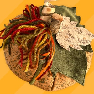 Halloween Handmade Fabric Pumpkin Fall Thanksgiving Decor, Halloween Harvest Centerpiece, Stuffed Pumpkin