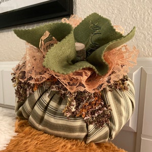 Halloween Handmade Fabric Pumpkin Fall Thanksgiving Decor, Halloween Harvest Centerpiece, Stuffed Pumpkin