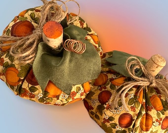 Two Halloween Handmade Pumpkins Fall Décor, Thanksgiving Table Décor