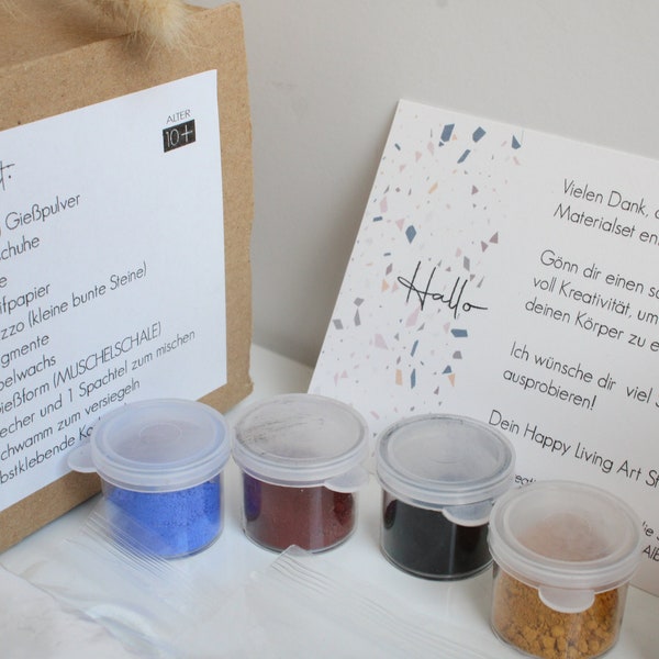 Starter Kit, DIY Geschenkset ,Gießform Raysin Silikonform Farbe Pigmente ,Kit do it yourself Terrazzo Kits
