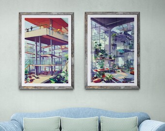 Digital Download, Graphical Wall Art, Printable Modern Art - Abstract - Architecture Theme