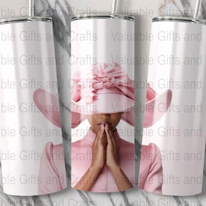 Church Lady in Pink Hat 20 oz Skinny Tumbler Sublimation Design Template Download PNG DIGITAL Tumbler wrap