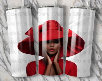 Church Lady in Red Hat 20 oz Skinny Tumbler Sublimation Design Template Download PNG DIGITAL Tumbler wrap