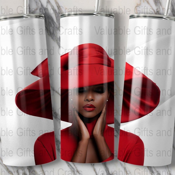 Church Lady in Red Hat 20 oz Skinny Tumbler Sublimation Design Template Download PNG DIGITAL Tumbler wrap