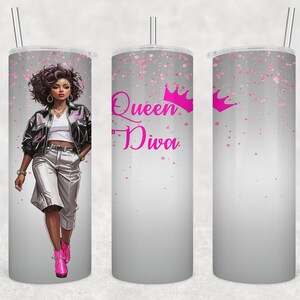Queen Diva Pink 20 Unzen Sublimationsbecher Design, 9,3 x 8,3 Becher PNG, digitaler Download
