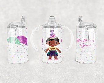 Birthday Girl Sippy Cup Design, Sublimation 12 oz Straight Sided Kids Sippy Cup, PNG Sublimation, Sippy Cup Sublimation