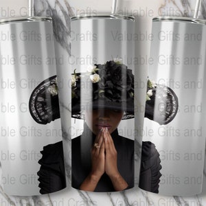 Church Lady in Black 20 oz Skinny Tumbler Sublimation Design Template Download PNG DIGITAL Tumbler wrap image 1