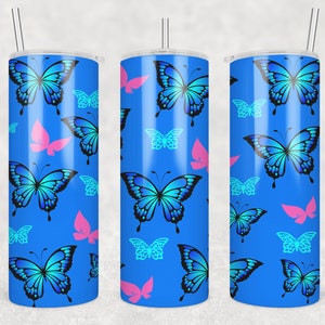 Butterflies PNG 20 oz Skinny Tumbler Sublimation Design Template Download PNG DIGITAL 20oz Tumbler wrap Includes 8 Free Digital Designs
