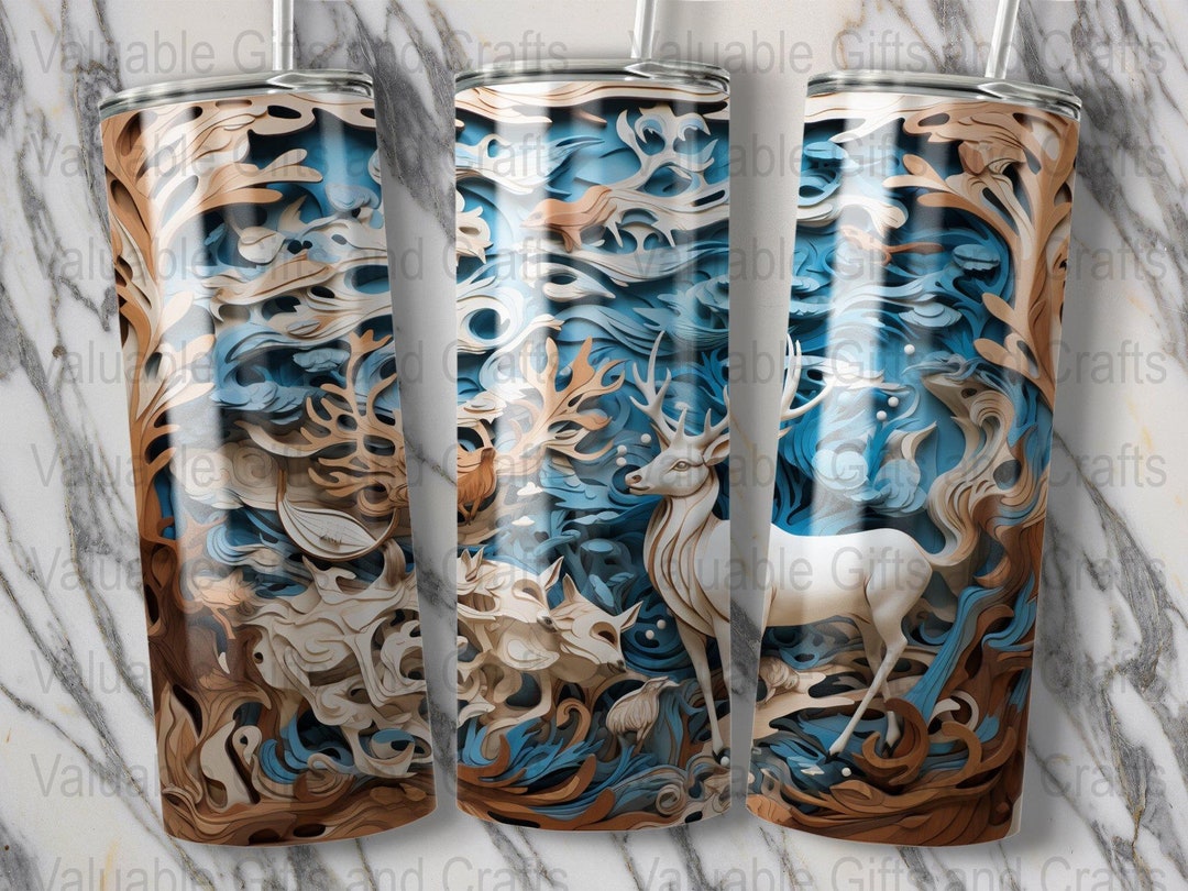 Deer 20 Oz Skinny Tumbler Sublimation Design Template Download PNG ...