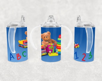 ABC 123 Digital Design, Sublimation 12 oz Straight Sided Kids Sippy Cup, PNG Sublimation, Sippy Cup Sublimation/8 Free Designs Included