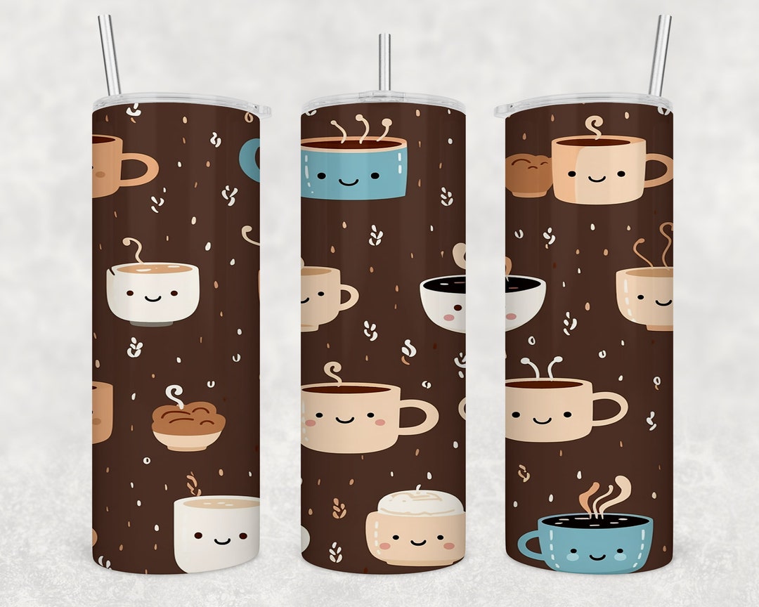 Coffee Design Wrap, 20 Oz Skinny Tumbler Sublimation Design Template ...