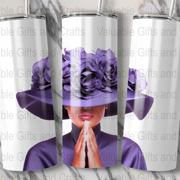 Church Lady in Purple 20 oz Skinny Tumbler Sublimation Design Template Download PNG DIGITAL Tumbler wrap