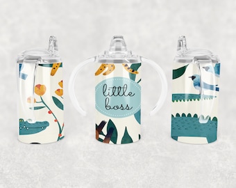 Little Boss Digital Design, Sublimation 12 oz Straight Sided Kids Sippy Cup, PNG Sublimation, Sippy Cup Sublimation