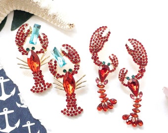 Lobster Earrings | Night Out Earrings | Crystal Statement Earrings | Special Occasion Earrings | Stud Earrings