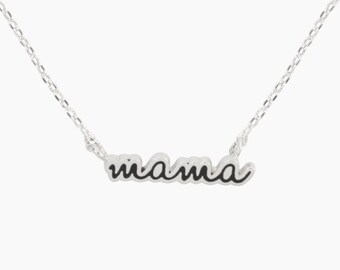 Silver Mama Necklace | Mother's Day Gifts | Gifts for New Moms | Silver & Black Mama Chain Necklace