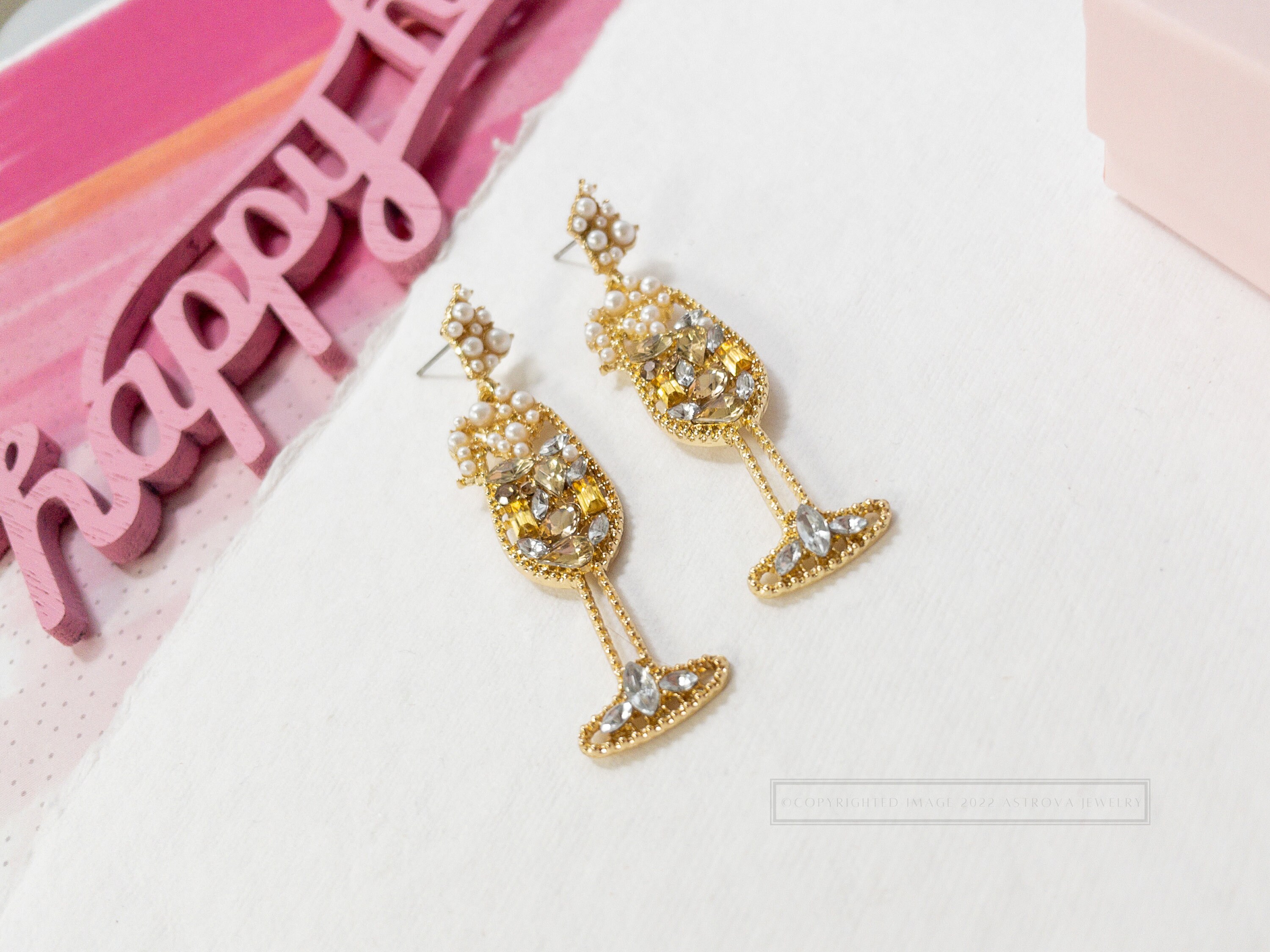 Champagne Glass Earrings Champagne Glass Bubbly Earrings Etsy