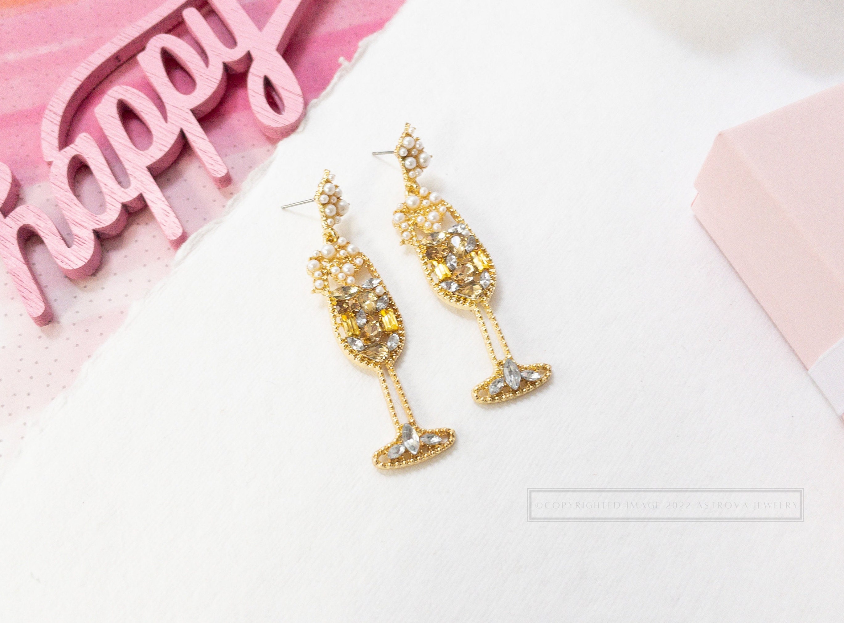 Champagne Glass Earrings Champagne Glass Bubbly Earrings Etsy