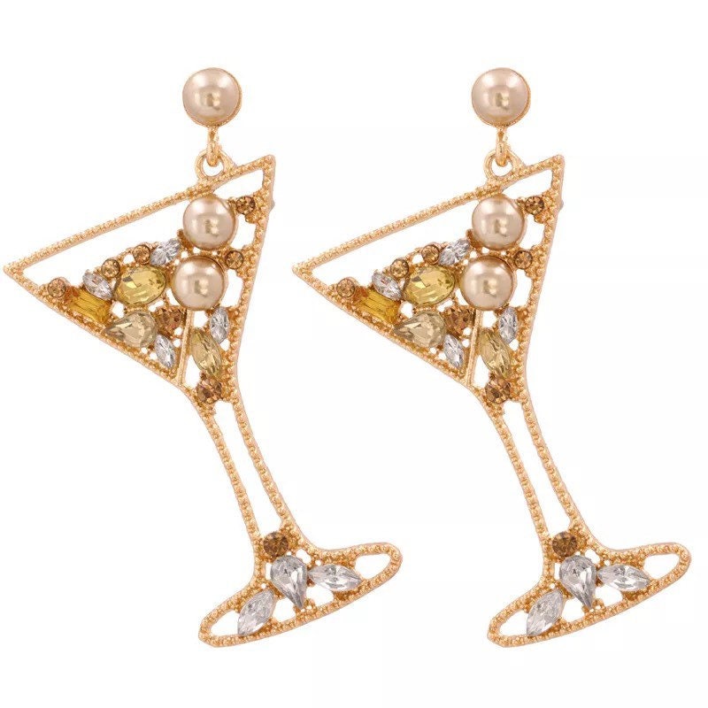 Martini Glass Earrings Martini Glass Olives Earrings Etsy