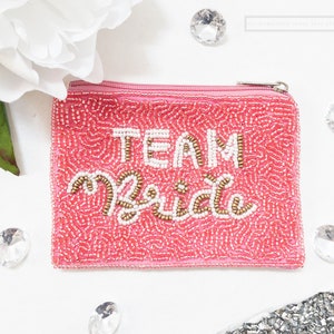 Bride & Bridesmaids Seed Bead Coin Purse Team Bride Mrs. Beaded Purse Bachelorette Party Favors Bridesmaids Gifts Team Bride