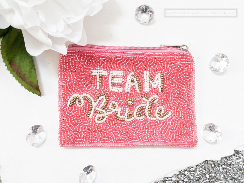 Bride & Bridesmaids Seed Bead Coin Purse Team Bride Mrs. Beaded Purse Bachelorette Party Favors Bridesmaids Gifts image 4
