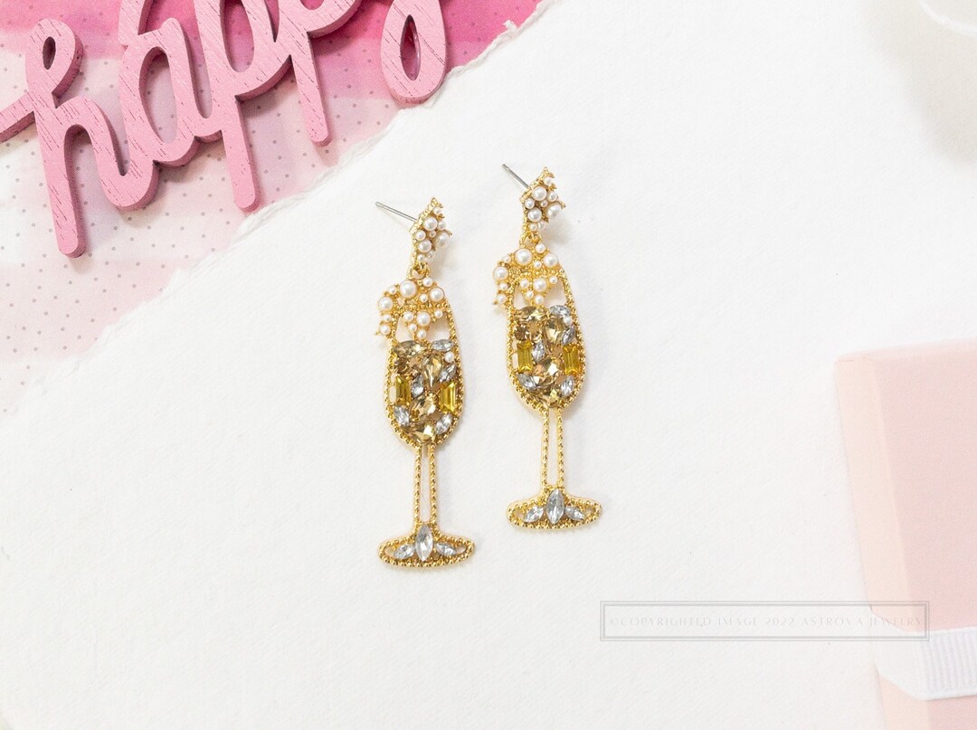 Champagne Glass Earrings Champagne Glass Bubbly Earrings Etsy