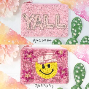 Cowgirl Seed Bead Coin Purse Nashville Bachelorette Gifts Favor Gifts For Bridesmaids Yeehaw Coin Bag Cowgirl Boot & Hat Coin Purse image 4