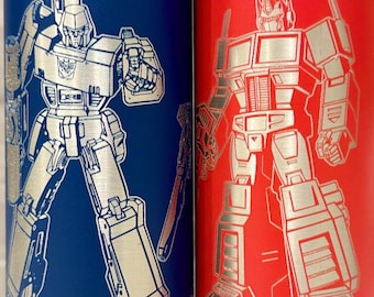 Personalized Transformers Tumbler: Optimus Prime & Megatron, Laser Engraved