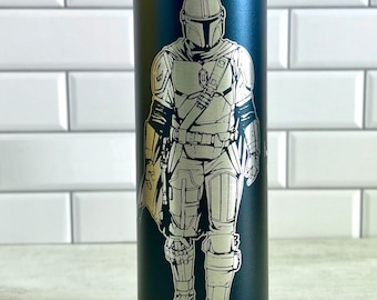 Gobelet personnalisé avec gravure mandalorienne, bouteille d'eau isotherme Star Wars