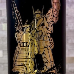 Szklanka Optimus Prime 20 uncji z grawerunkiem laserowym | Szklanka Transformers ze stali nierdzewnej | Prezent dla fana Autobotów | Prezent dla geeków dla niego | Kubek podróżny