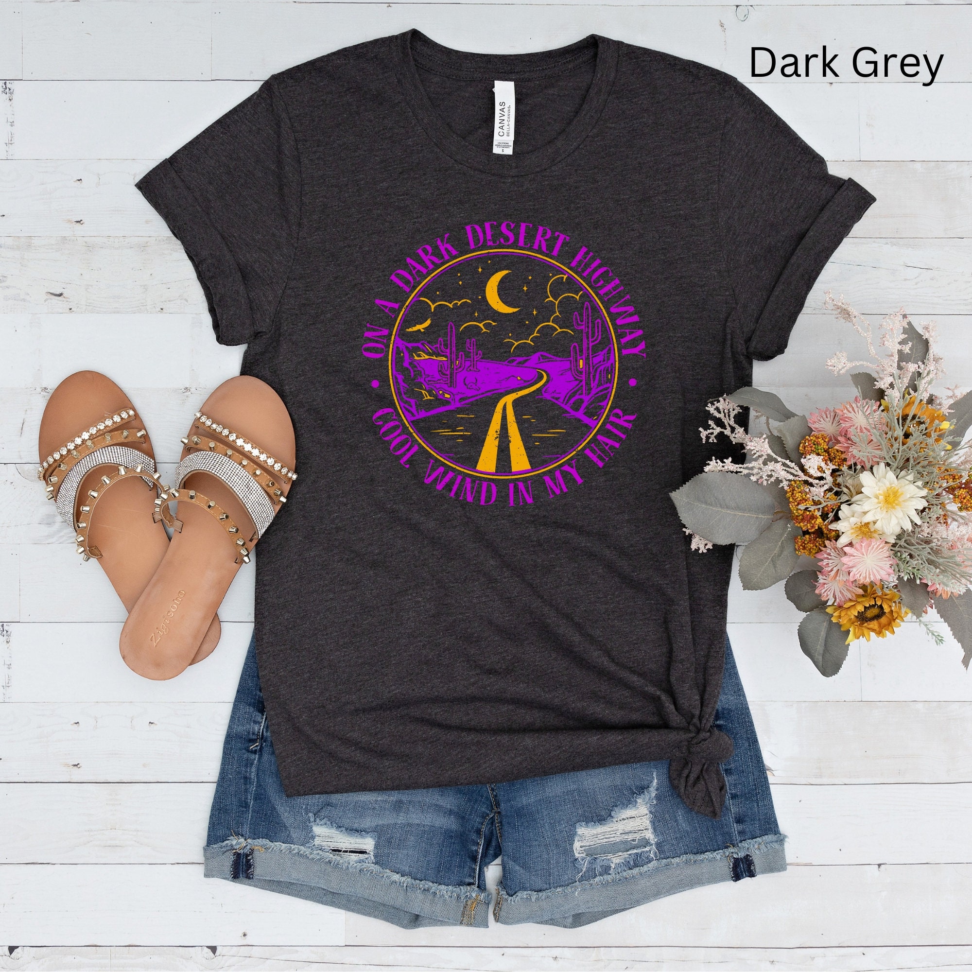 On A Dark Desert Highway Shirt, Adventure Shirt, Camping Shirt, Travel Shirt, Hiking Shirt